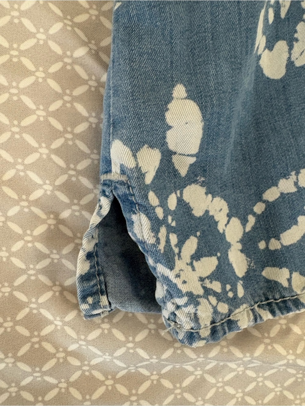 Small Caslon Blue White Floral Square Neck Chambray Top - Picture 8 of 13